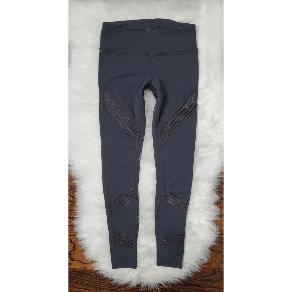 alo Yoga Moto Mesh Leggings Gray Women's Size Small Yoga Running Athleisure